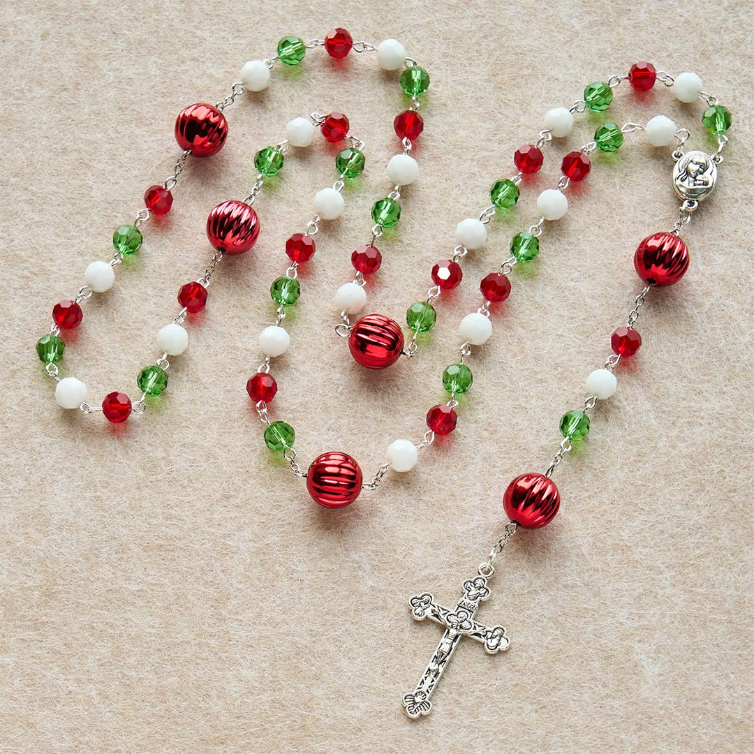Christliche Kunstwerkstatt: Weihnachtlicher Kristallrosenkranz mit Kreuz: Treue Feier & Himmlische Verbindung - image 6