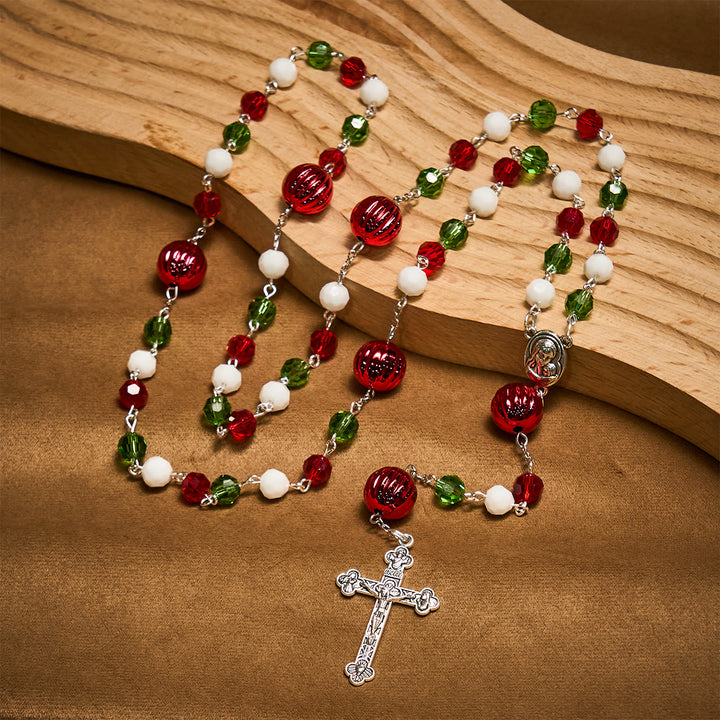 Christliche Kunstwerkstatt: Weihnachtlicher Kristallrosenkranz mit Kreuz: Treue Feier & Himmlische Verbindung - image 4