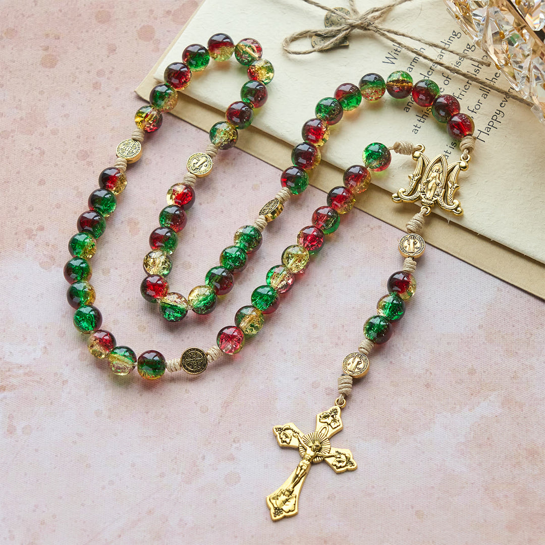 Christliche Kunstwerkstatt: Weihnachtlicher Glasrosenkranz mit Kreuz: Treue Feier & festlicher Glanz - image 3