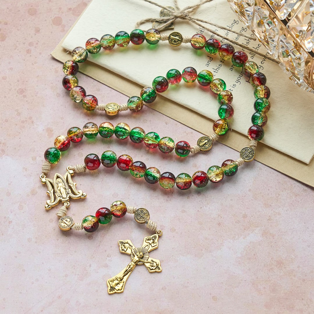 Christliche Kunstwerkstatt: Weihnachtlicher Glasrosenkranz mit Kreuz: Treue Feier & festlicher Glanz - image 4