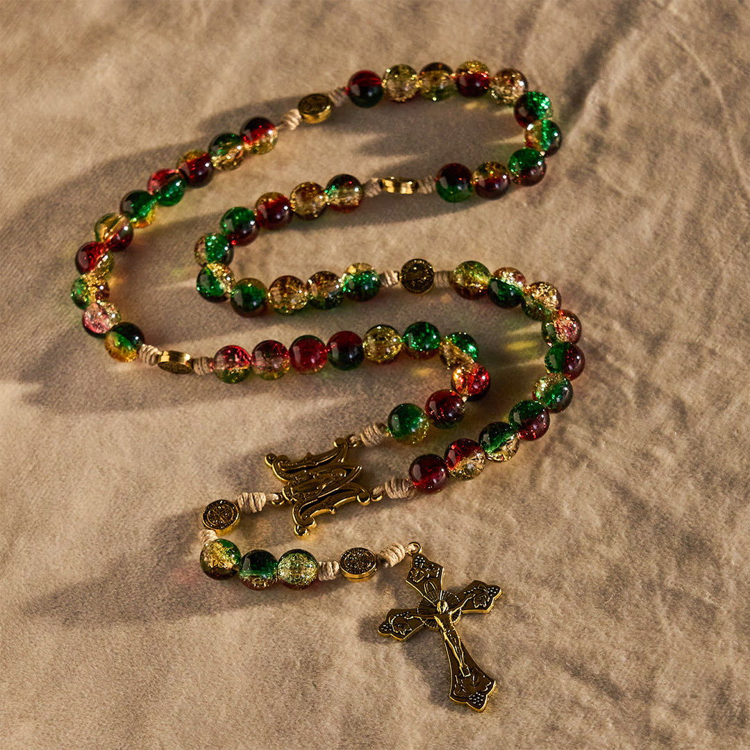 Christliche Kunstwerkstatt: Weihnachtlicher Glasrosenkranz mit Kreuz: Treue Feier & festlicher Glanz - image 5
