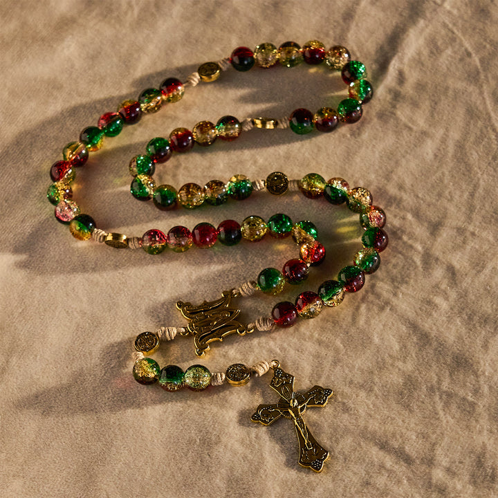 Christliche Kunstwerkstatt: Weihnachtlicher Glasrosenkranz mit Kreuz: Treue Feier & festlicher Glanz - image 5
