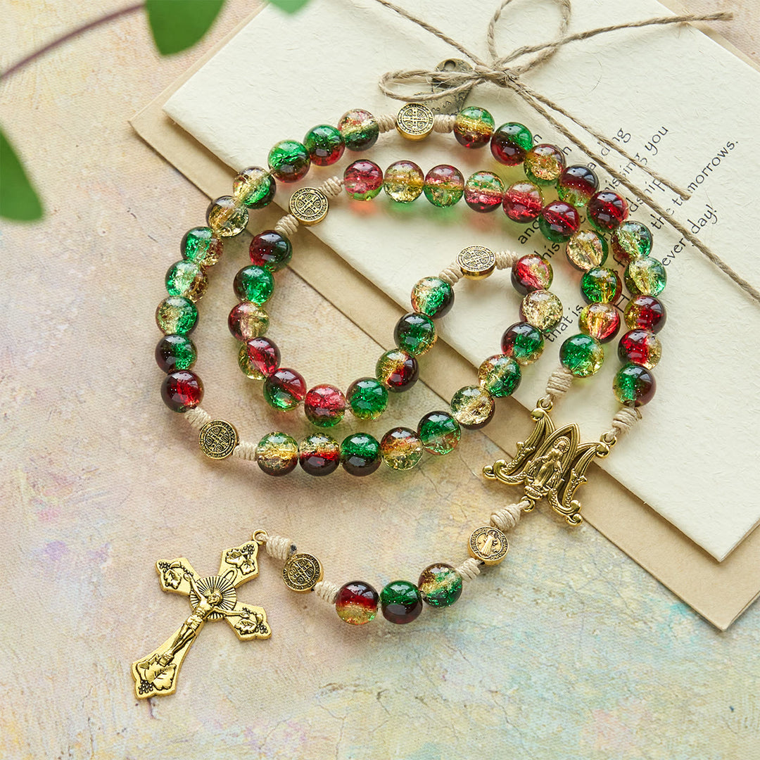 Christliche Kunstwerkstatt: Weihnachtlicher Glasrosenkranz mit Kreuz: Treue Feier & festlicher Glanz - image 2