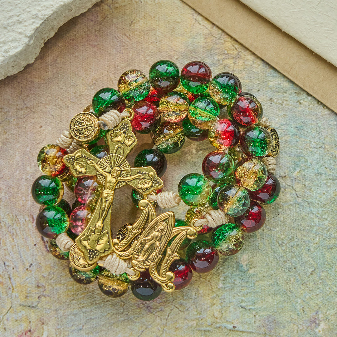 Christliche Kunstwerkstatt: Weihnachtlicher Glasrosenkranz mit Kreuz: Treue Feier & festlicher Glanz - image 8