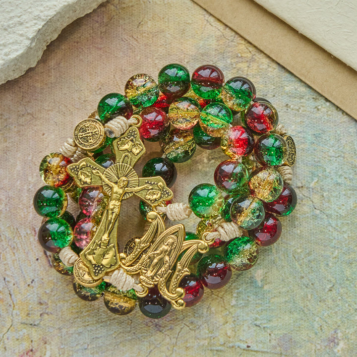 Christliche Kunstwerkstatt: Weihnachtlicher Glasrosenkranz mit Kreuz: Treue Feier & festlicher Glanz - image 8