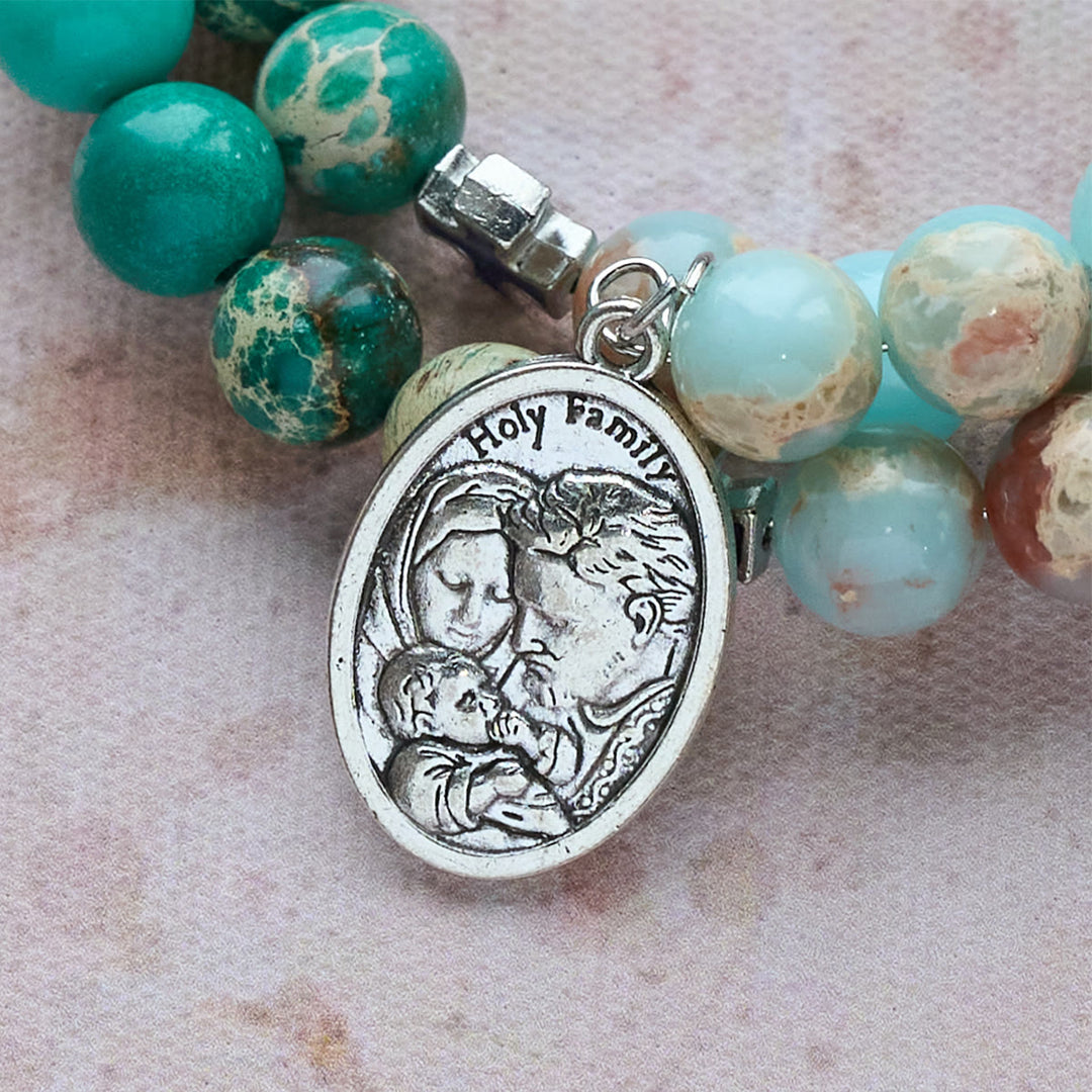 Rosenkranzarmband aus Shoushan-Stein und grünem Aderstein von Christianartworkshop: Andacht und irdische Gnade - image 5