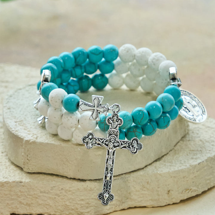 Rosenkranzarmband aus Gips und Türkis von Christianartworkshop: Andacht und himmlische Ruhe - image 2