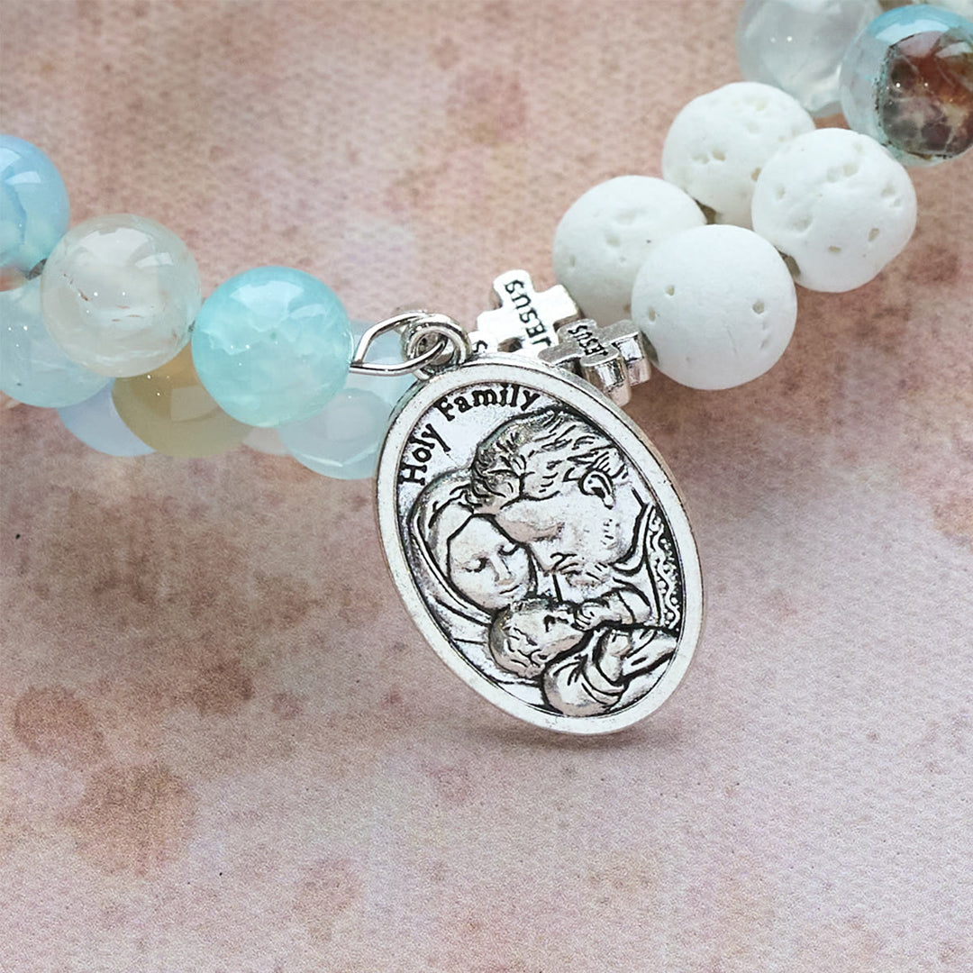 Rosenkranzarmband aus Gips und blauem Achat von Christianartworkshop: Andacht und himmlische Ruhe - image 6