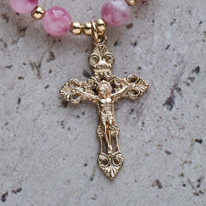 Christianartworkshop Rosenkranzarmband aus rosaroten Achatperlen: Andacht & Himmlische Eleganz - image 8