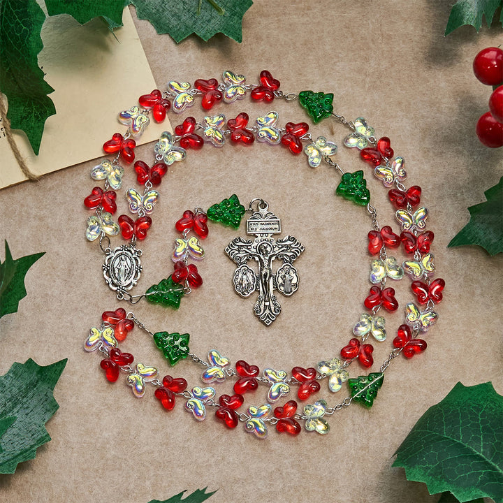 Rosenkranz „Gesegneter Weihnachtsbaum“ mit Kristall-Schmetterlingsperlen von Christianartworkshop - image 2