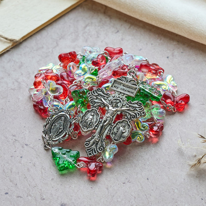 Weihnachtsgeschenk von Christianartworkshop: Rosenkranz mit gesegnetem Weihnachtsbaum und Kristall-Schmetterlingsperlen - image 11