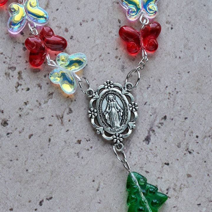 Rosenkranz „Gesegneter Weihnachtsbaum“ mit Kristall-Schmetterlingsperlen von Christianartworkshop - image 11