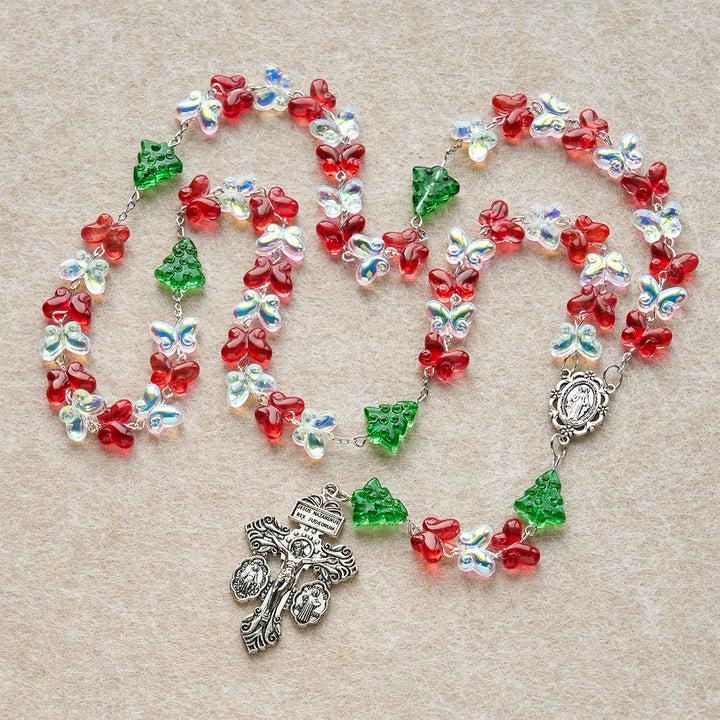Rosenkranz „Gesegneter Weihnachtsbaum“ mit Kristall-Schmetterlingsperlen von Christianartworkshop - image 6