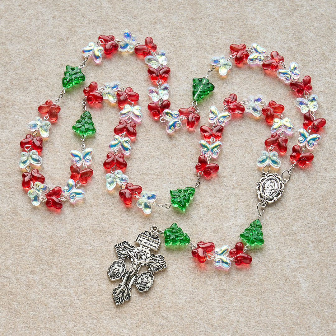 Weihnachtsgeschenk von Christianartworkshop: Rosenkranz mit gesegnetem Weihnachtsbaum und Kristall-Schmetterlingsperlen - image 10