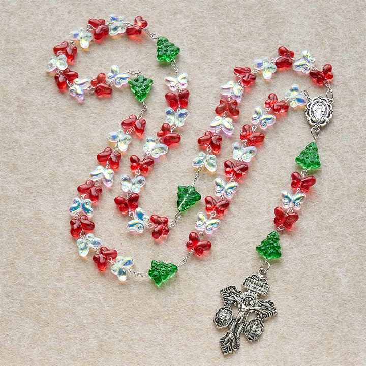 Rosenkranz „Gesegneter Weihnachtsbaum“ mit Kristall-Schmetterlingsperlen von Christianartworkshop - image 5