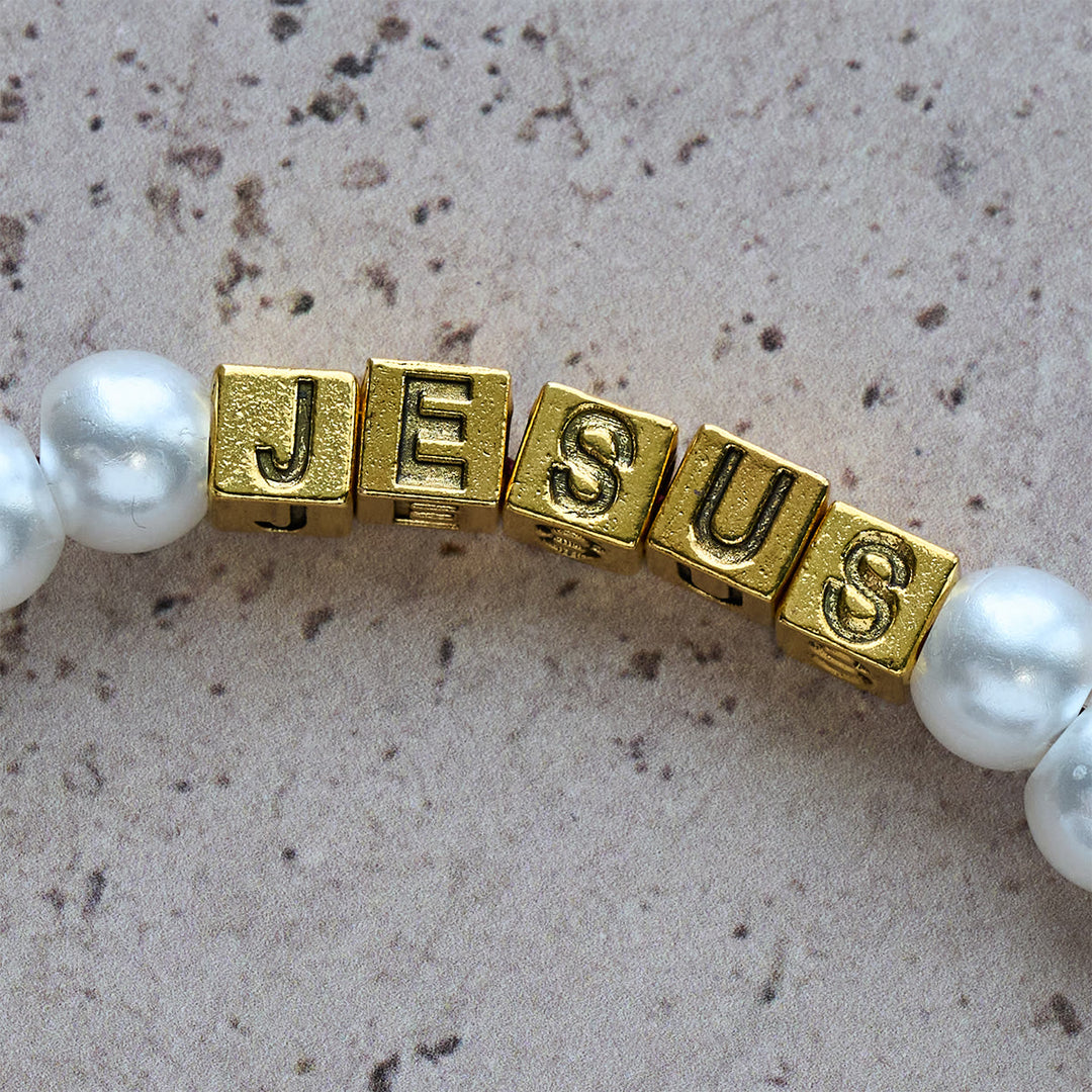 Christianartworkshop Eleganter weißer Rosenkranz nach Maß mit burgunderrotem Paracord und personalisierten JESUS-Buchstaben - image 7