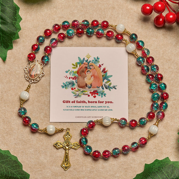 Weihnachtsgeschenk von Christianartworkshop: Rot-blauer Rosenkranz aus Glasperlen: Marienmedaille & verziertes Kreuz - Ein Geschenk des Glaubens, das für dich geschaffen wurde - image 3