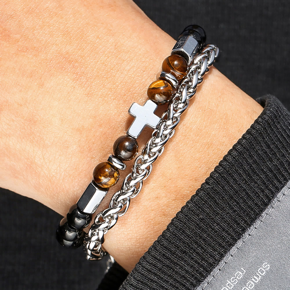 Christianartworkshop Tigerauge & Schwarzer Onyx Armband: Glaubensgeleitete Identität & Zeitlose Hingabe - image 2