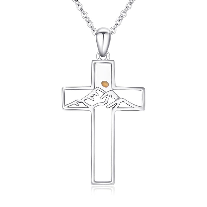 Christianartworkshop Senfkorn-Bergkreuz-Halskette: Die Kraft des Glaubens und das Wunder der Natur - Senfkorn-Bergkreuz-Halskette - image 0