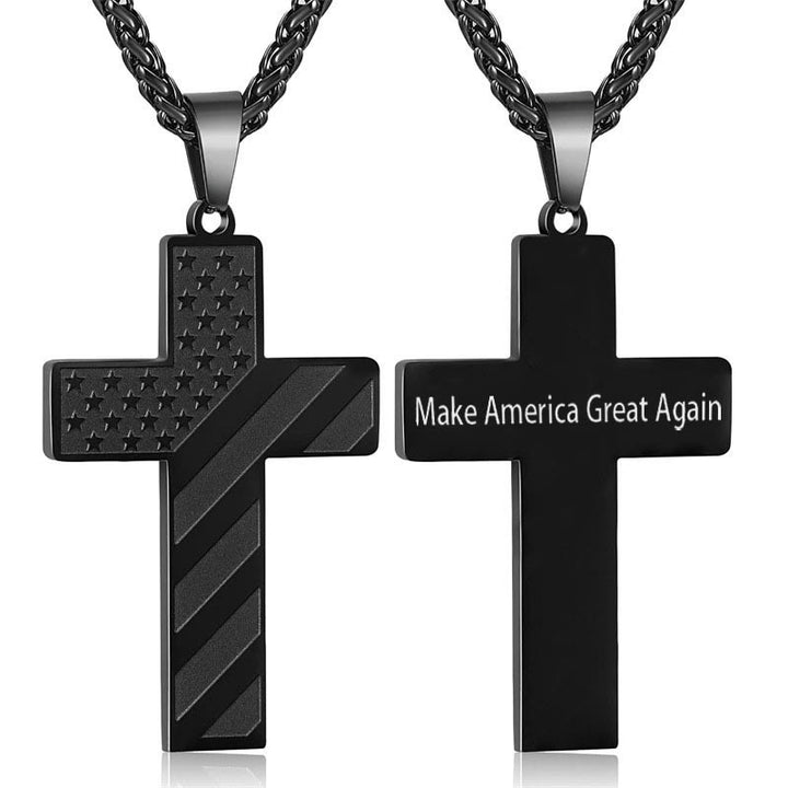 Dreifarbige Kreuzkette von Christianartworkshop mit amerikanischer Flagge und Bibelvers: Ein patriotischer Ausdruck - Schwarz - Macht Amerika wieder besser - image 11