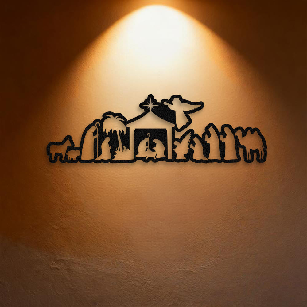 Christliche Wanddekoration aus Metall mit Krippenmotiv: Weihnachtlicher Glaube & Heilige Geschichten - image 2