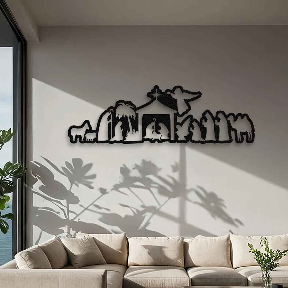 Christliche Wanddekoration aus Metall mit Krippenmotiv: Weihnachtlicher Glaube & Heilige Geschichten - image 1