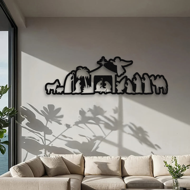 Christliche Wanddekoration aus Metall mit Krippenmotiv: Weihnachtlicher Glaube & Heilige Geschichten - image 1