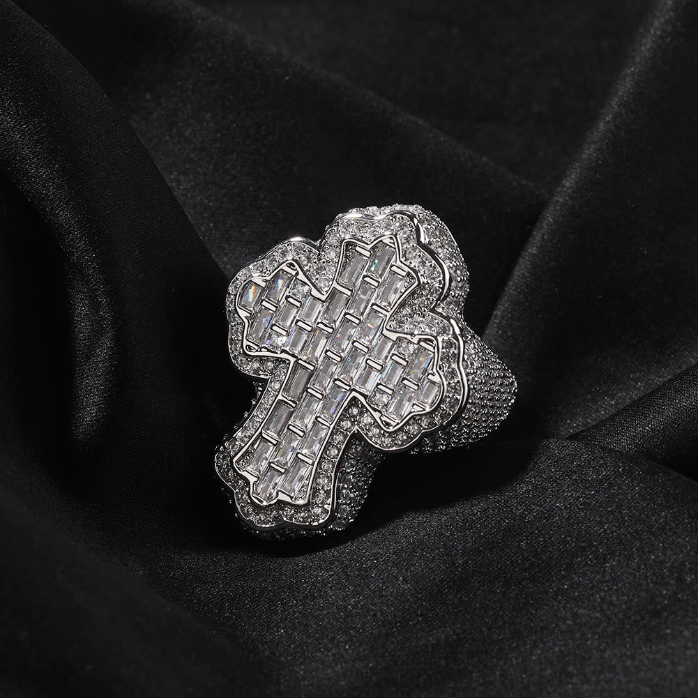 Christianartworkshop Pave Cross Ring: Sakrale Eleganz & Andachtsvoller Glamour - Silber - US 10 - image 2
