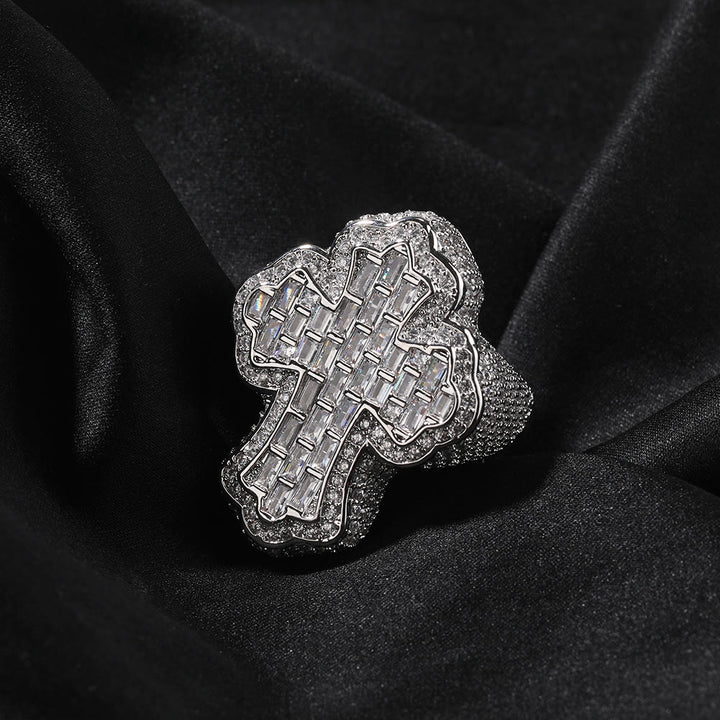 Christianartworkshop Pave Cross Ring: Sakrale Eleganz & Andachtsvoller Glamour - Silber - US 10 - image 2