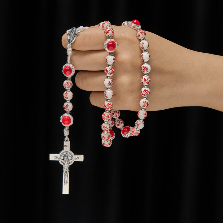Christianartworkshop Rosenkranz aus floralem Porzellan und Katzenauge: Andacht im Detail und Gebetsverbindung - image 1