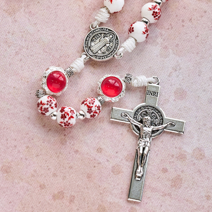 Christianartworkshop Rosenkranz aus floralem Porzellan und Katzenauge: Andacht im Detail und Gebetsverbindung - image 7