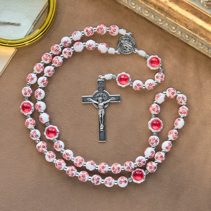 Christianartworkshop Rosenkranz aus floralem Porzellan und Katzenauge: Andacht im Detail und Gebetsverbindung - image 5