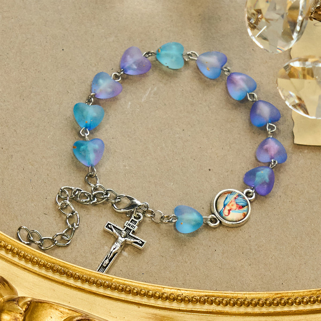 Christianartworkshop Rosenkranz und Armband mit blauem Herz und Schmetterling: Andacht und kunstvolle Spiritualität - Armband - image 4