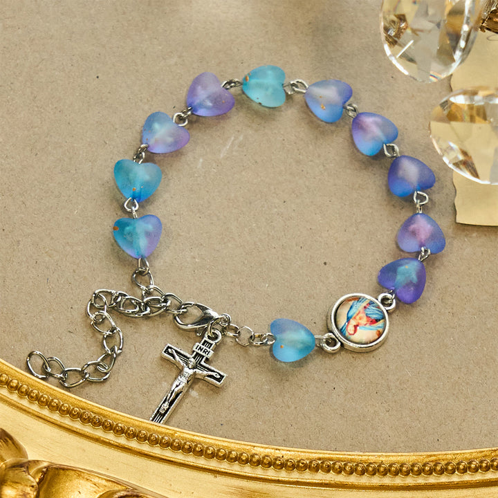 Christianartworkshop Rosenkranz und Armband mit blauem Herz und Schmetterling: Andacht und kunstvolle Spiritualität - Armband - image 4