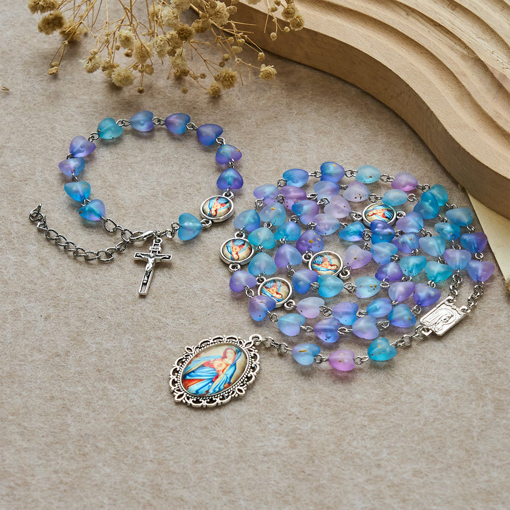 Christianartworkshop Rosenkranz und Armband mit blauem Herz und Schmetterling: Andacht und kunstvolle Spiritualität - Satz - image 1