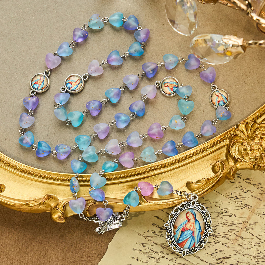 Christianartworkshop Rosenkranz und Armband mit blauem Herz und Schmetterling: Andacht und kunstvolle Spiritualität - Rosenkranz - image 0