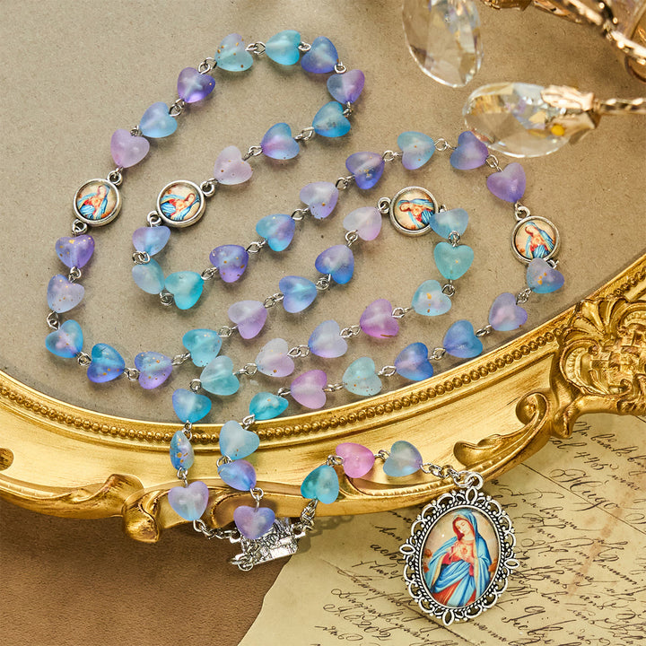 Christianartworkshop Rosenkranz und Armband mit blauem Herz und Schmetterling: Andacht und kunstvolle Spiritualität - Rosenkranz - image 0