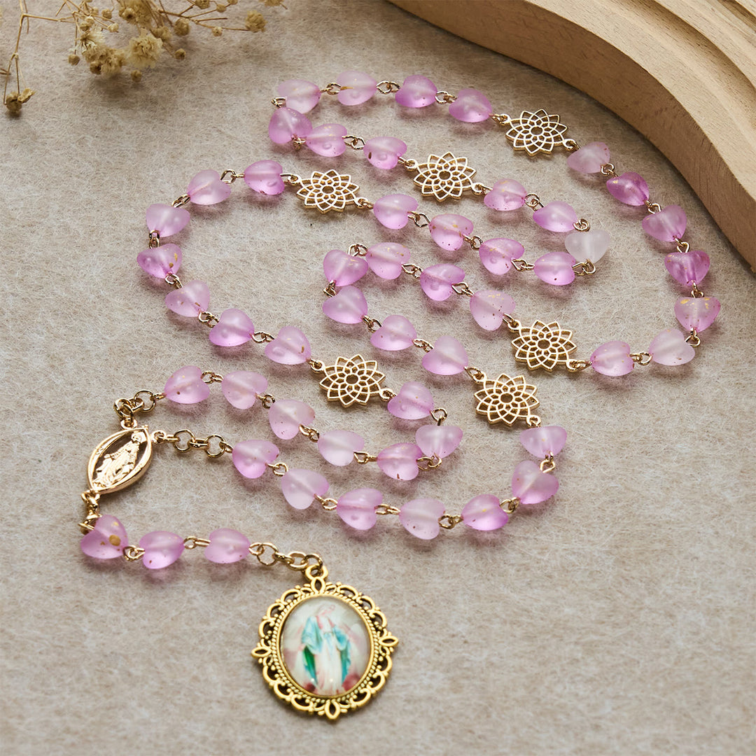 Christianartworkshop Rosenkranz und Armband mit rosa Herz und Schmetterling: Andacht und kunstvolle Spiritualität - image 1