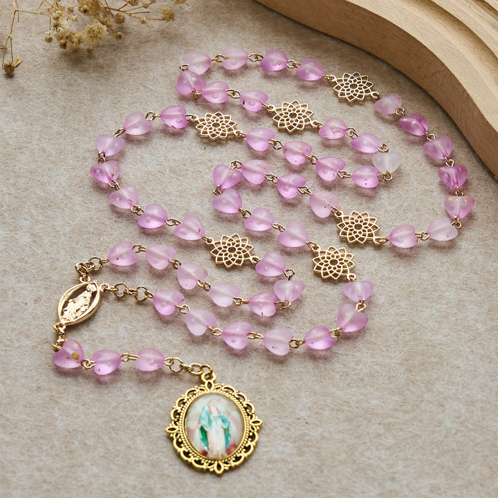 Christianartworkshop Rosenkranz und Armband mit rosa Herz und Schmetterling: Andacht und kunstvolle Spiritualität - image 1