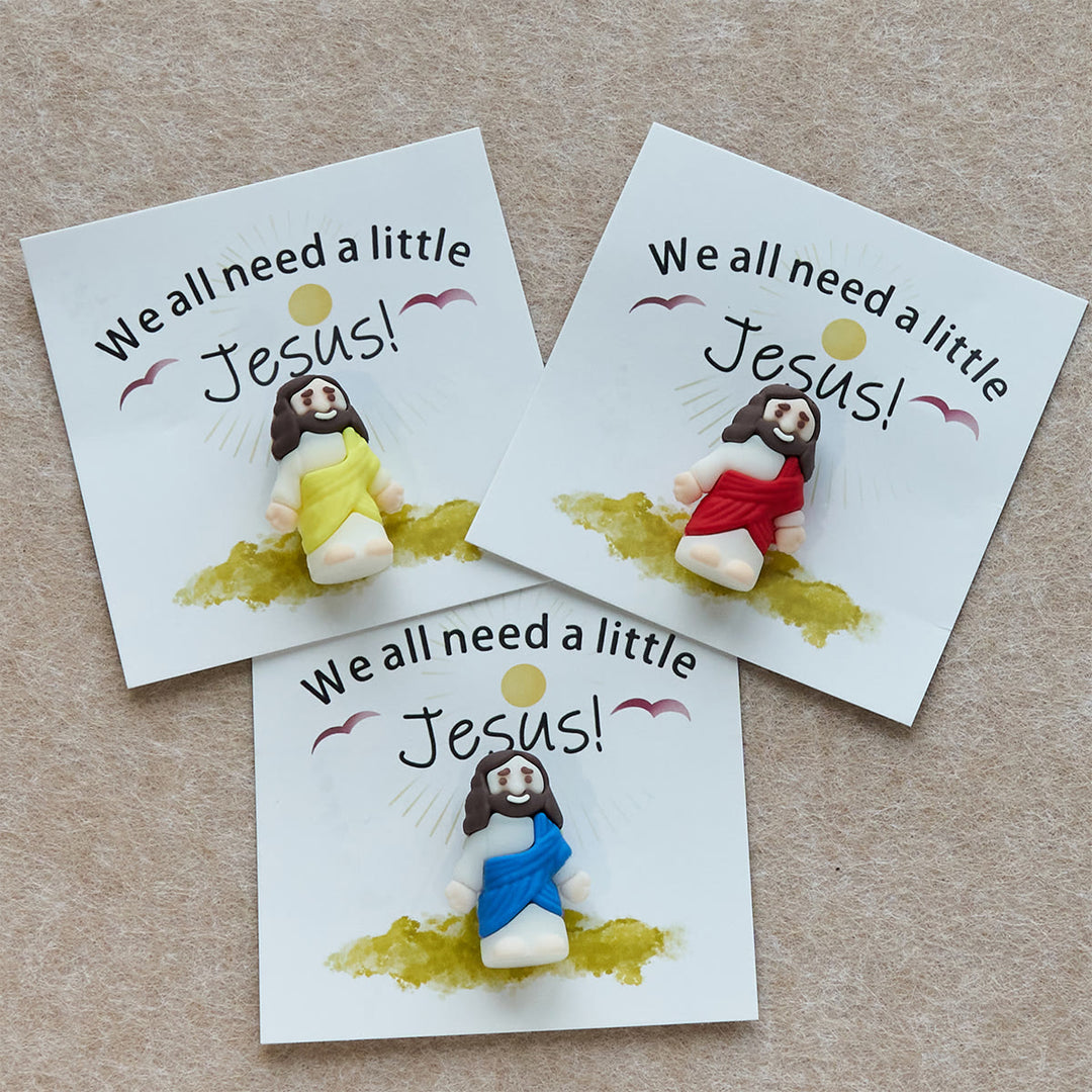 Mini-Jesus-Figur von Christianartworkshop mit Karte: Wir alle brauchen einen kleinen Jesus - image 1
