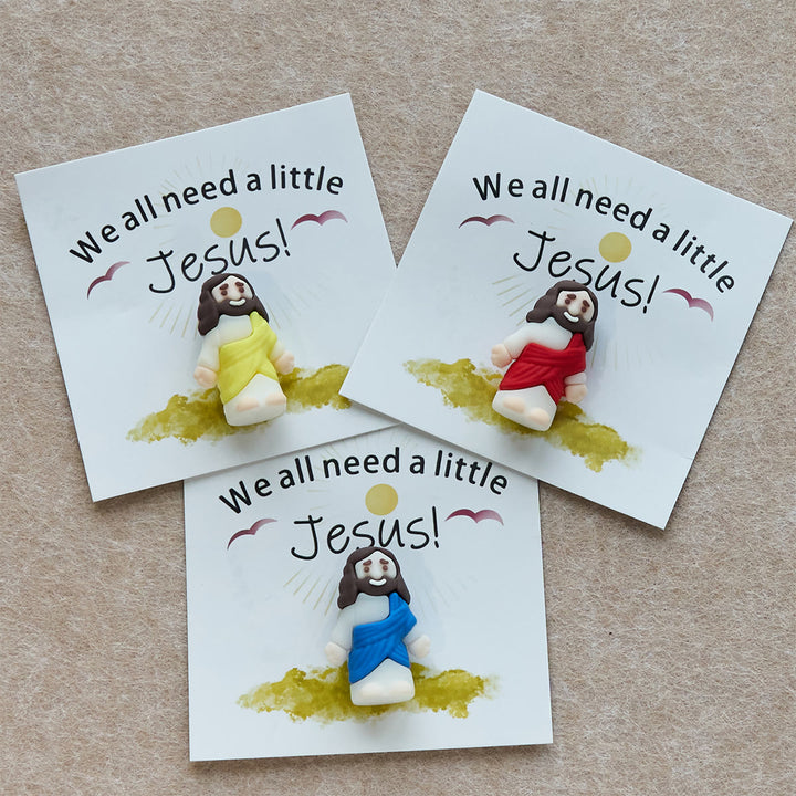 Mini-Jesus-Figur von Christianartworkshop mit Karte: Wir alle brauchen einen kleinen Jesus - image 1