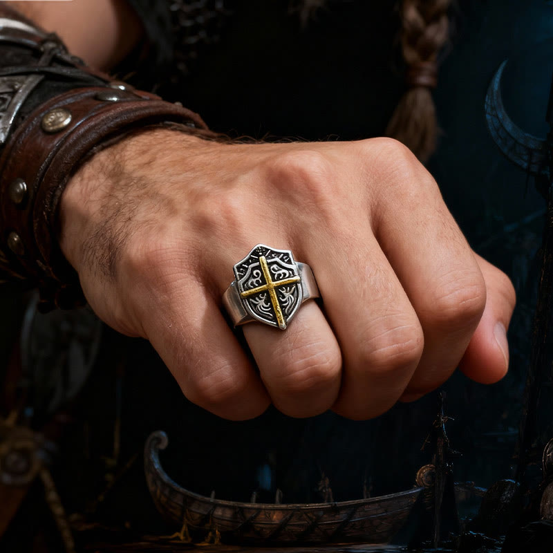 Christianartworkshop Schildkreuzring: Treuer Schutz & Zeitlose Hingabe - Einstellbar - image 0