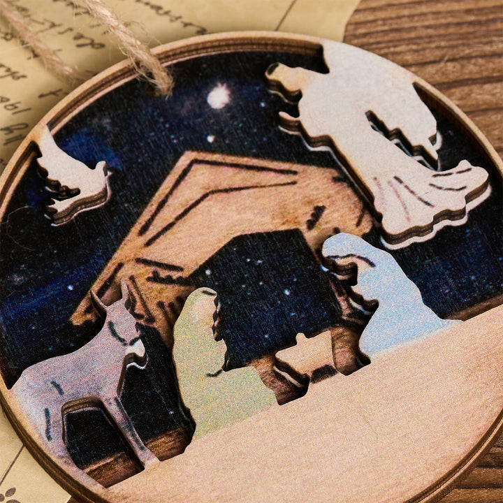Christianartworkshop 3D-Krippe aus Holz mit Engel- und Tieranhängern - image 4