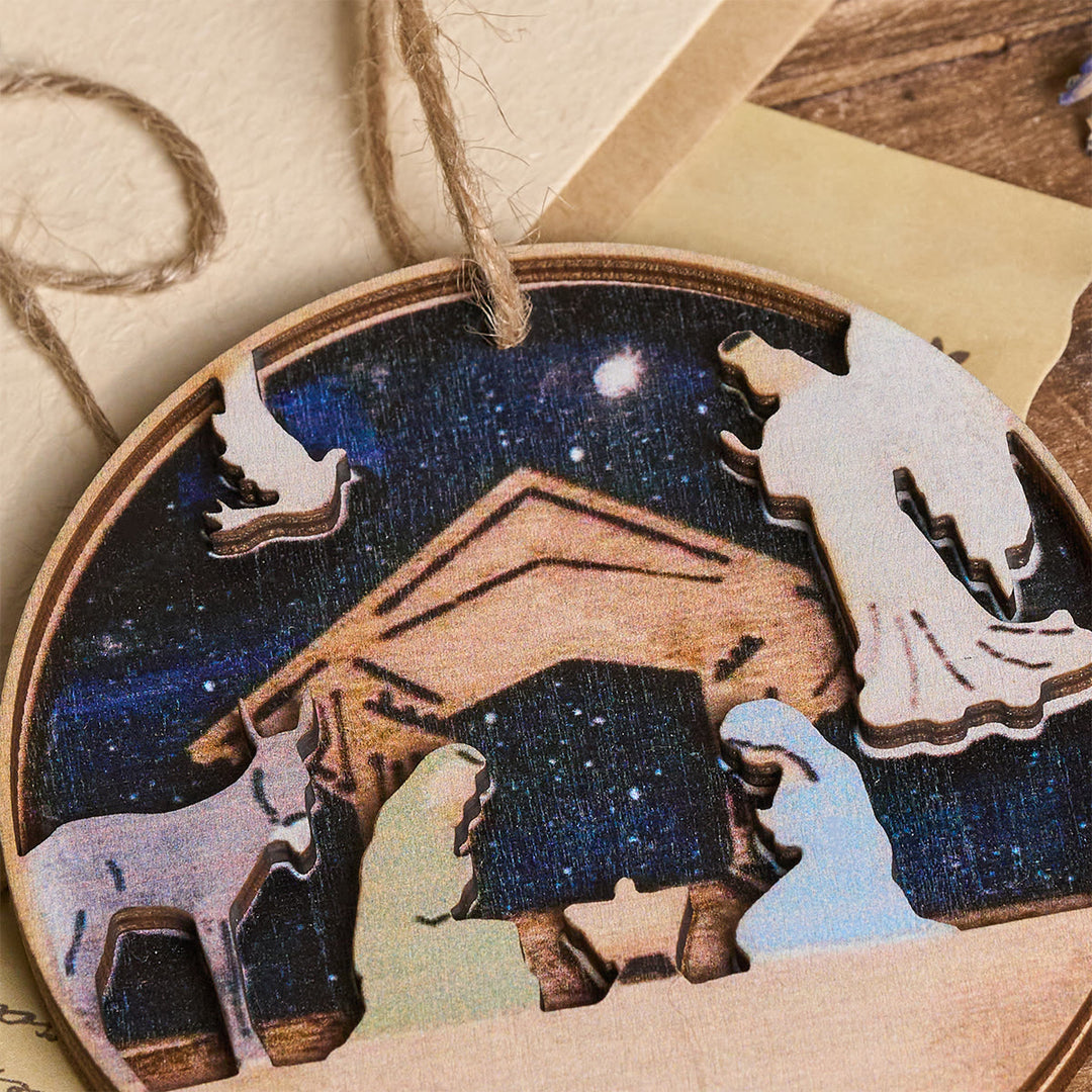 Christianartworkshop 3D-Krippe aus Holz mit Engel- und Tieranhängern - image 5