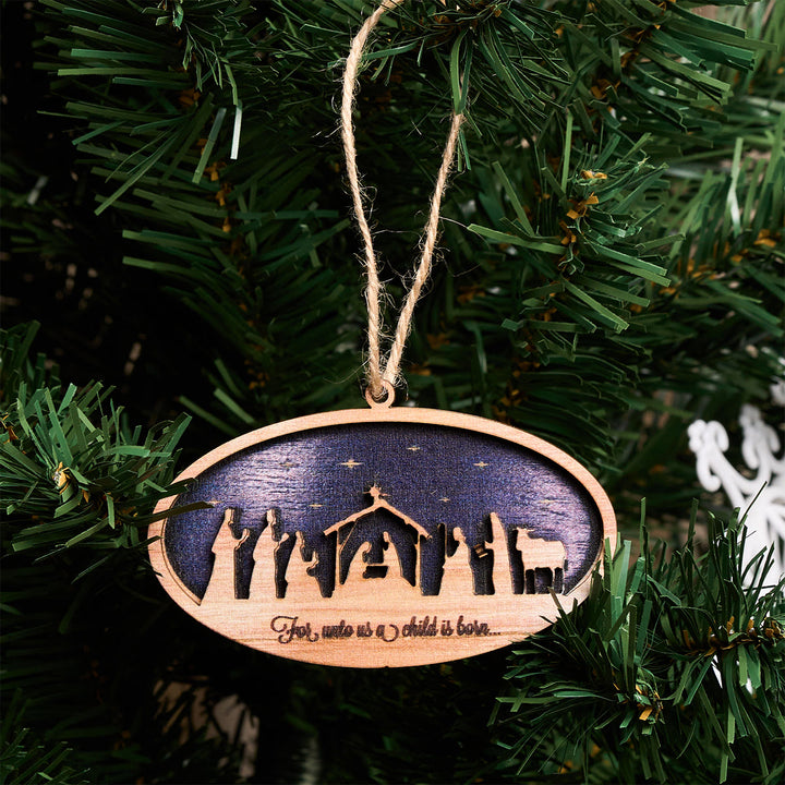 Christianartworkshop 3D-Krippenanhänger aus Holz: Glaube & Zeitlose Weihnachtsgeschichte - Geburt - image 0