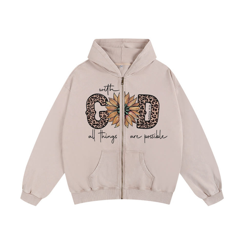 Christianartworkshop Kapuzenjacke mit Sonnenblumenmotiv – inspiriert von Gott: Tägliche Glaubenserinnerung - Aprikose - 2XL - image 0