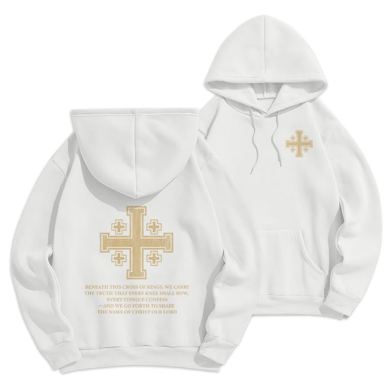 Christianartworkshop Kapuzenpullover mit Kreuz der Könige und Glaubensbekenntnis aus gefüttertem Polyester - Weiß - 2XL - image 6
