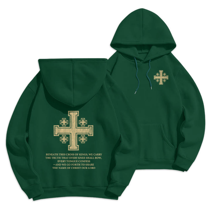 Christianartworkshop Kapuzenpullover mit Kreuz der Könige und Glaubensbekenntnis aus gefüttertem Polyester - Grün - 2XL - image 16
