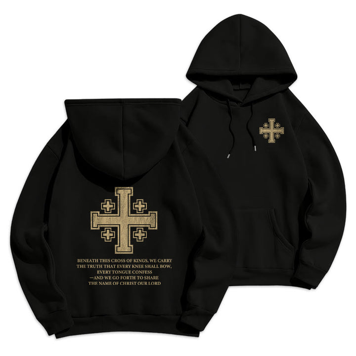 Christianartworkshop Kapuzenpullover mit Kreuz der Könige und Glaubensbekenntnis aus gefüttertem Polyester - Schwarz - 2XL - image 0