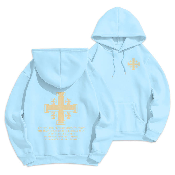 Christianartworkshop Kapuzenpullover mit Kreuz der Könige und Glaubensbekenntnis aus gefüttertem Polyester - Blau - 2XL - image 21